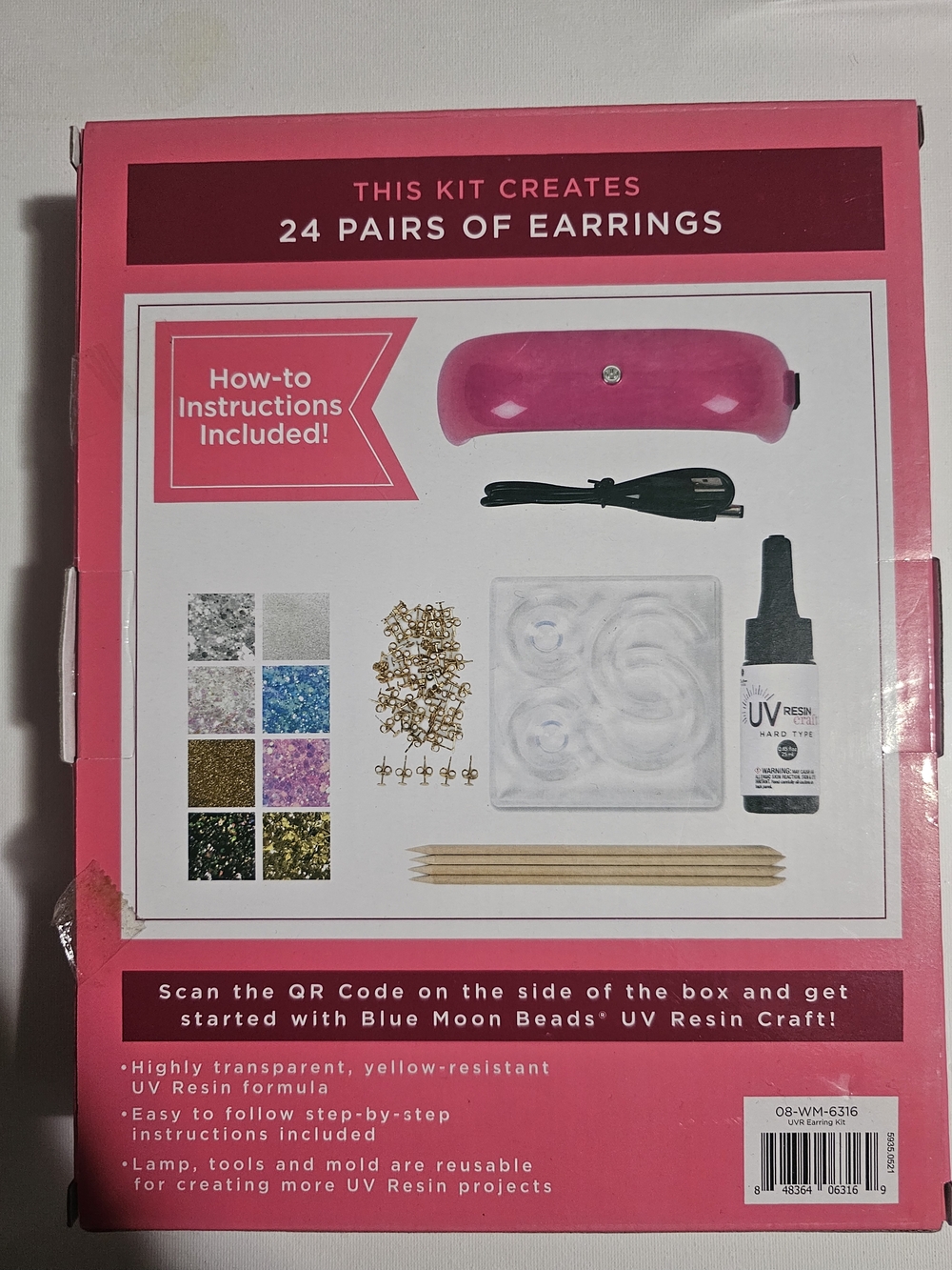 UV Resin Craft Earring Making Kit - Pink UV/LED Lamp Included NIB - Picture 5 of 5